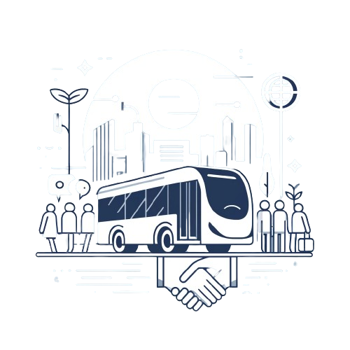 Vector Image of people around a public bus